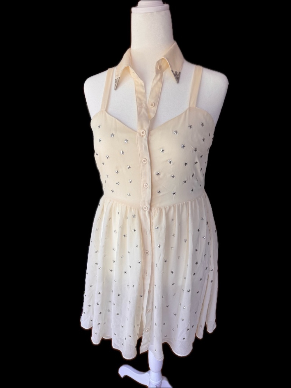 Millau Cream Star Stud Midi Dress – Size M